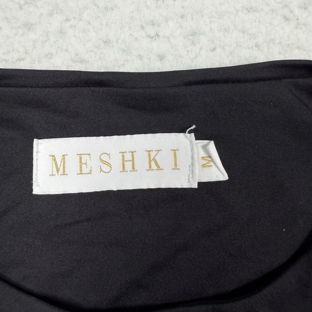 Meshki Chain Dress Women's Medium Black Gold Mini Bodycon Sexy Designer Stretch - Picture 5 of 12